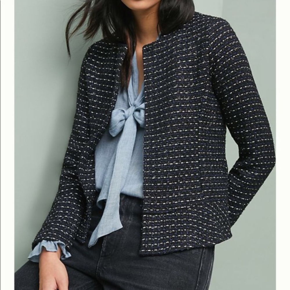 ANTHROPOLOGIE DOLAN Tweed Peplum Jacket M EUC
